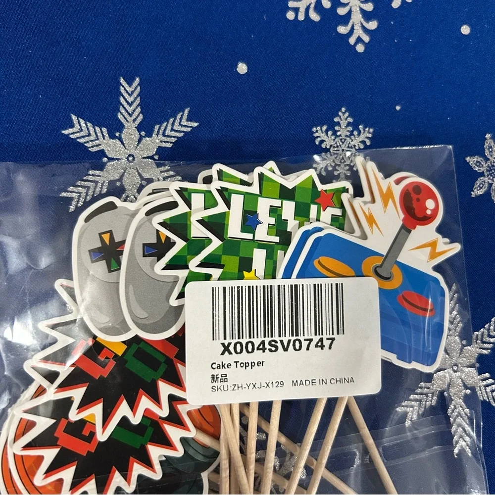 Gaming Party Cake Toppers - Red, Green, Blue, Gray